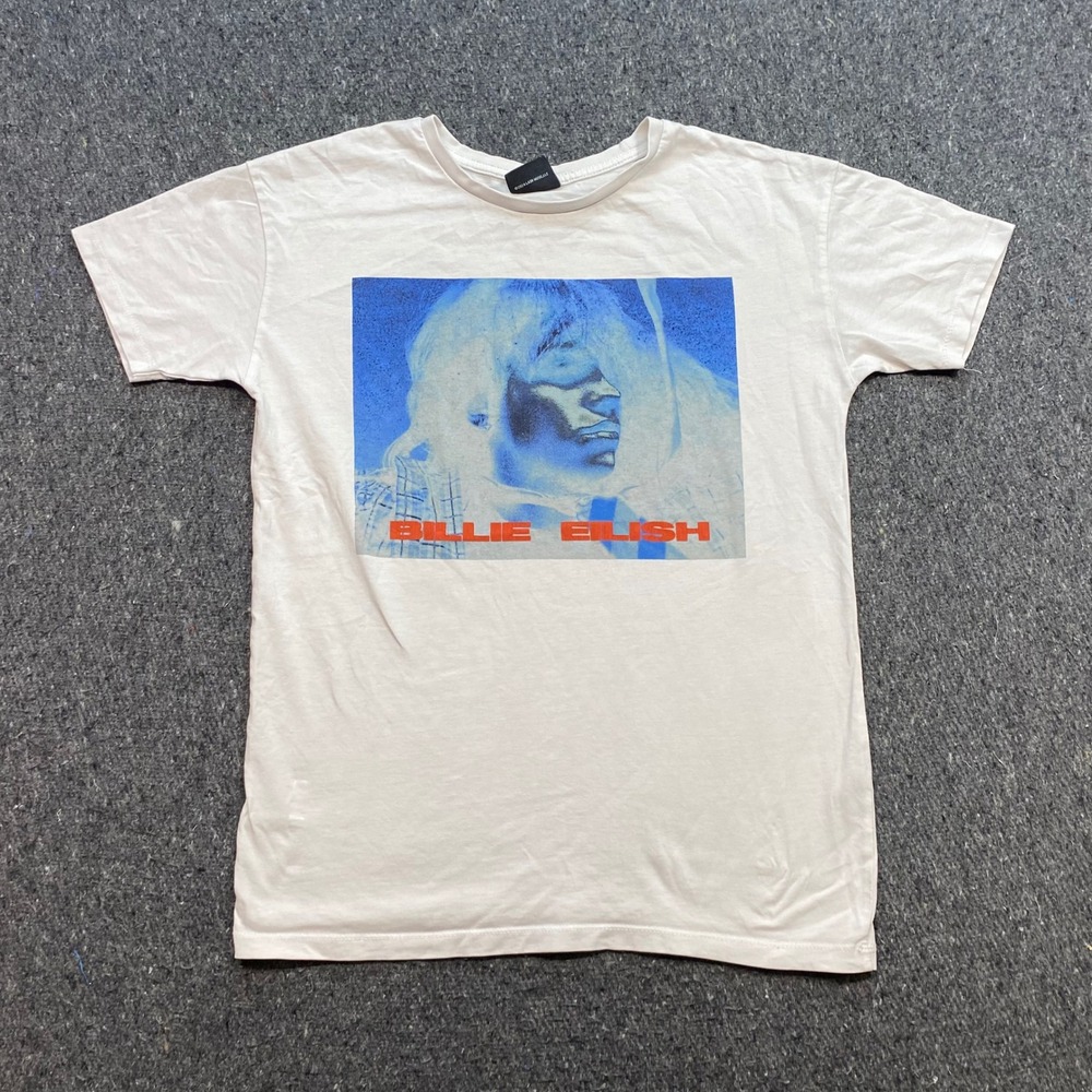 Billie Eilish TShirt Sz 12/13 Youth White Blue Graphic Streetwear Merch 2024 Tee